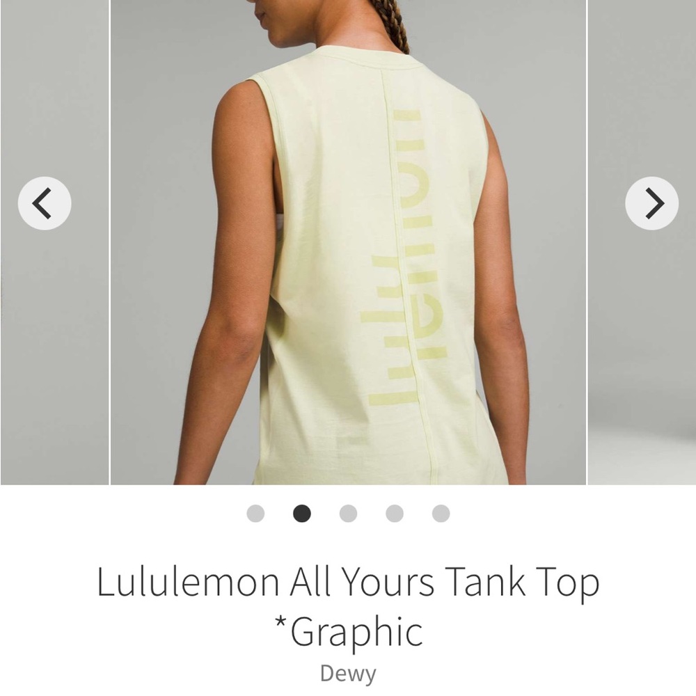 Lululemon All Yours *Graphic* tank.  Size 10. EUC.  Color is Dewy.